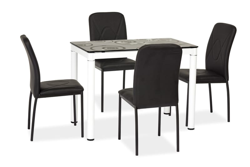 Damara Spisebord 100 cm - Glass/Svart/Hvit - Møbler - Bord - Spisebord & kjøkkenbord