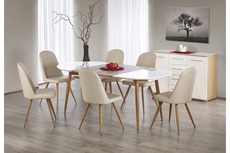 Darwen Forlengningsbart Spisebord 120 cm - Hvit/Eik - Møbler - Stoler & lenestoler - Spisestuestoler & kjøkkenstoler