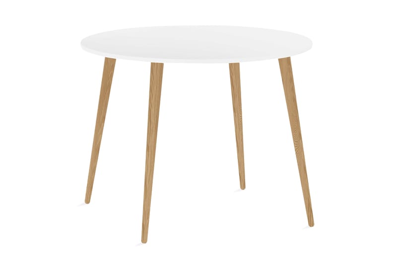 Delta Spisebord 100 cm Rundt - Hvit/Eik - Møbler - Bord - Spisebord & kjøkkenbord