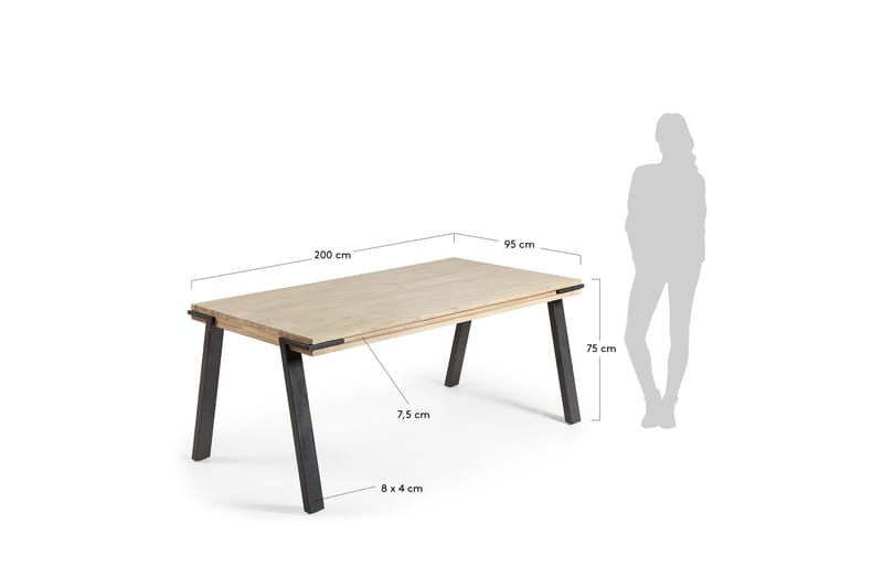 Disseta Spisebord 200 cm - Akacia/Metall - Møbler - Bord - Spisebord & kjøkkenbord