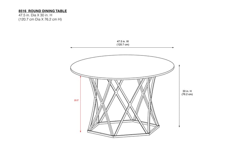 Elle Spisebord 121 cm Hvit - CosmoLiving - Møbler - Bord - Spisebord & kjøkkenbord