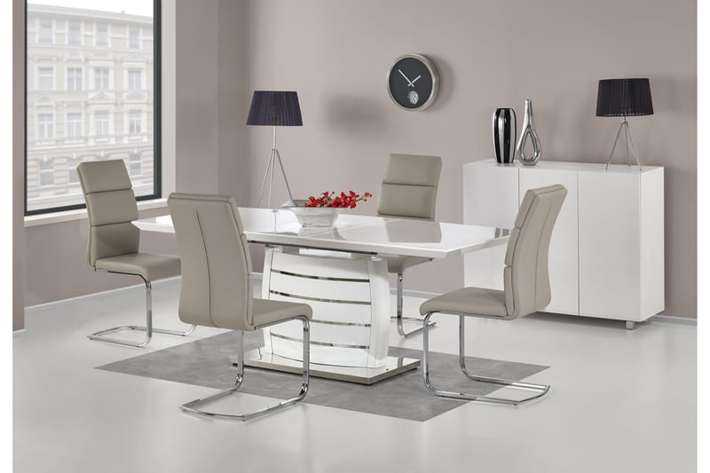 Georgette Forlengningsbart Spisebord 160 cm - Hvit - Møbler - Bord - Spisebord & kjøkkenbord