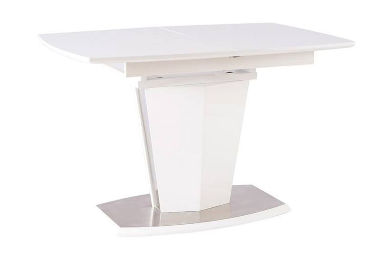 Huston Forlengningsbart Spisebord 120 cm - Glass/Hvit Matt Lakk/Sølv - Møbler - Bord - Spisebord & kjøkkenbord