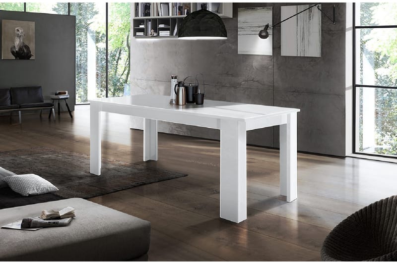 Jesin Forlengningsbart Spisebord 120 cm - Hvit Høyglans - Møbler - Bord - Spisebord & kjøkkenbord