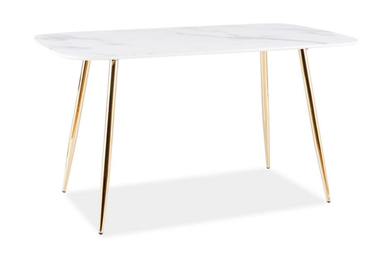 Keres Spisebord 140 cm Marmorlook - Glass/Hvit/Gull - Møbler - Bord - Spisebord & kjøkkenbord