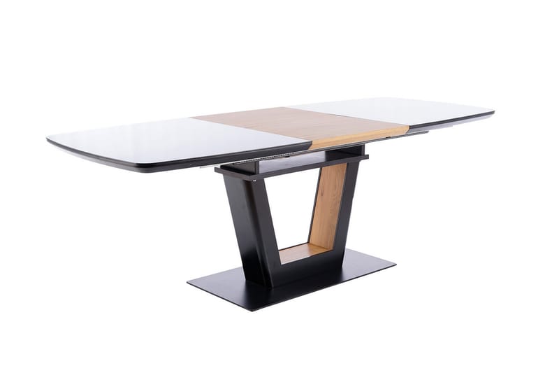 Kiama Forlengningsbart Spisebord 160 cm - Glass/Svart Mattlakk/Eik - Møbler - Bord - Spisebord & kjøkkenbord