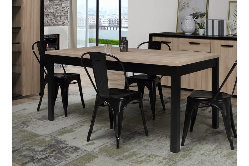 Konitsa Forlengningsbart Spisebord 160 cm - Brun/Svart - Møbler - Bord - Spisebord & kjøkkenbord
