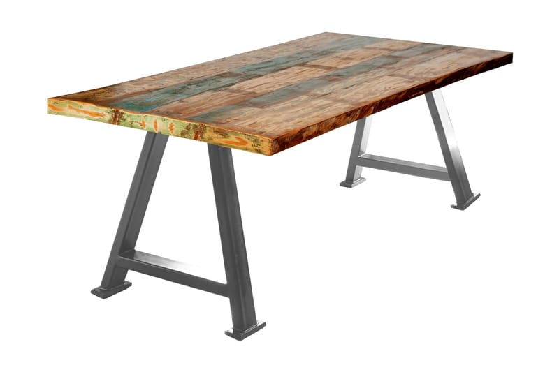 Laikera Spisebord 160x85 cm - Resikulert Tre/Flerfarget/Sølv - Møbler - Bord - Spisebord & kjøkkenbord