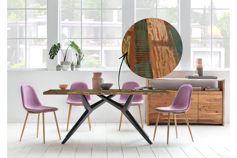 Laikera Spisebord 160x85 cm - Resikulert Tre/Flerfarget/Svart - Møbler - Bord - Spisebord & kjøkkenbord
