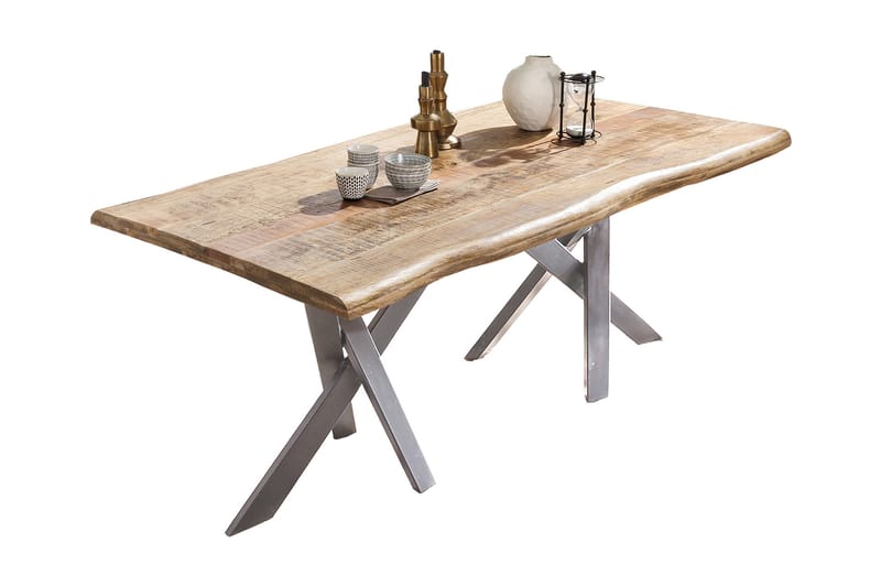 Laikera Spisebord 160x90 cm - Mango/Natur/Sølv - Møbler - Bord - Spisebord & kjøkkenbord