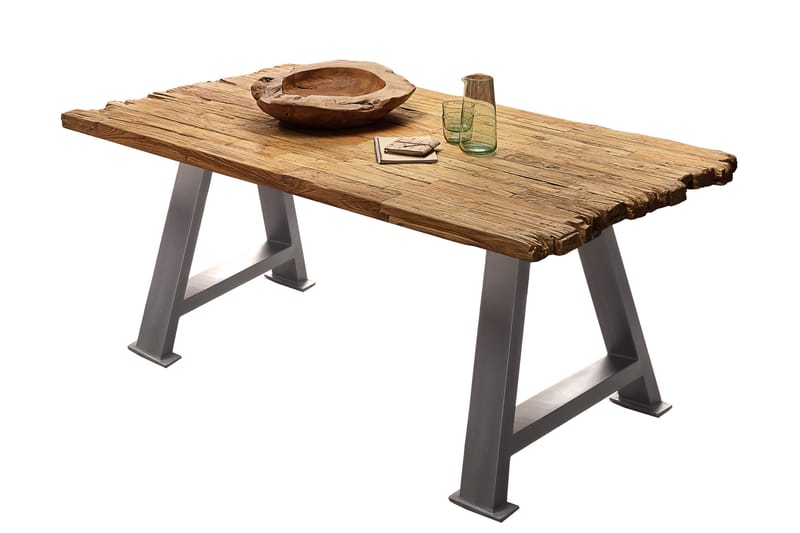 Laikera Spisebord 160x90 cm - Resirkulert Teak/Sølv - Møbler - Bord - Spisebord & kjøkkenbord