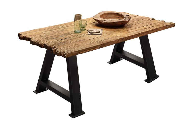 Laikera Spisebord 180x100 cm - Resirkulert Teak/Svart - Møbler - Bord - Spisebord & kjøkkenbord
