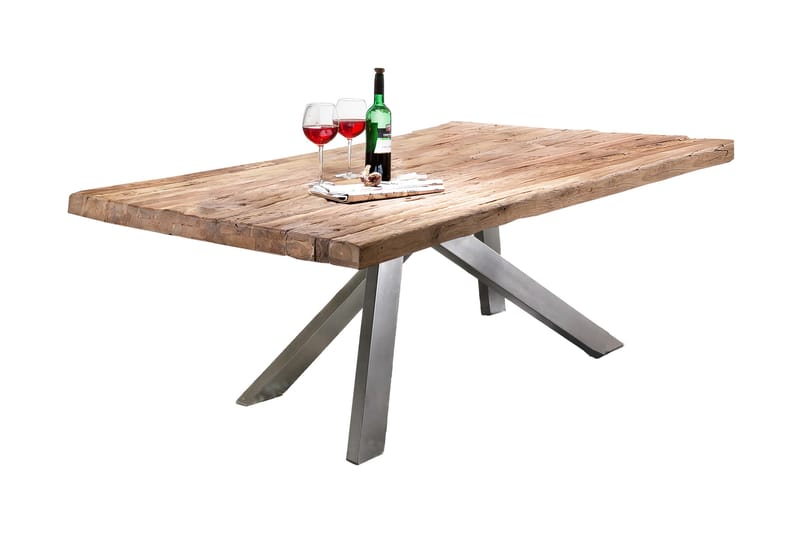 Laikera Spisebord 200x100 cm - Resirkulert Teak/Sølv - Møbler - Bord - Spisebord & kjøkkenbord