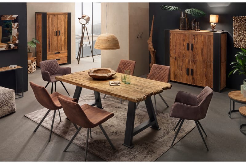 Laikera Spisebord 200x100 cm - Teak/Svart - Møbler - Bord - Spisebord & kjøkkenbord