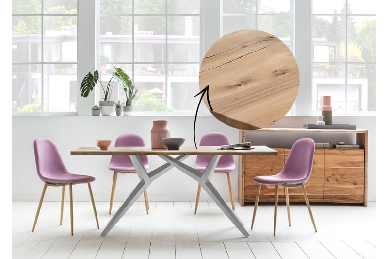 Laikera Spisebord 200x100 cm - Tre/natur/Sølv - Møbler - Bord - Spisebord & kjøkkenbord