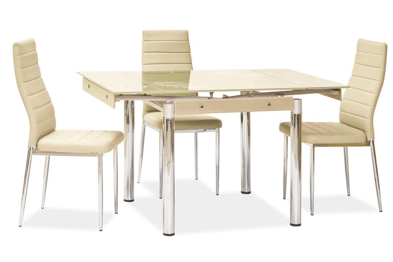 Lioma Forlengningsbart Spisebord 80 cm - Glass/Beige - Møbler - Bord - Spisebord & kjøkkenbord