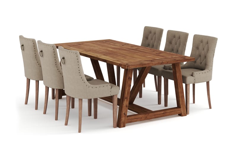Lumi Spisebord 200 cm Med 6 Viktoria Lenestoler - Møbler - Bord - Spisebord & kjøkkenbord