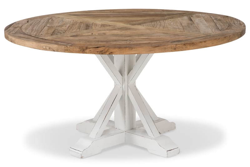 Lyon Spisebord 150 cm Rundt - Vintage Natur/Hvit - Møbler - Bord - Spisebord & kjøkkenbord