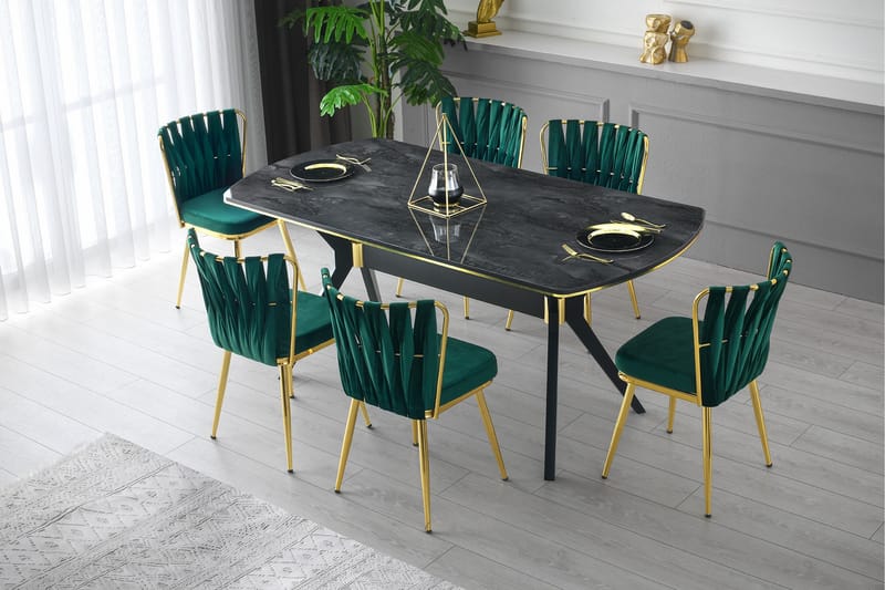 Masssia Spisebord 180 cm - Mørkegrå/Gull - Møbler - Bord - Spisebord & kjøkkenbord