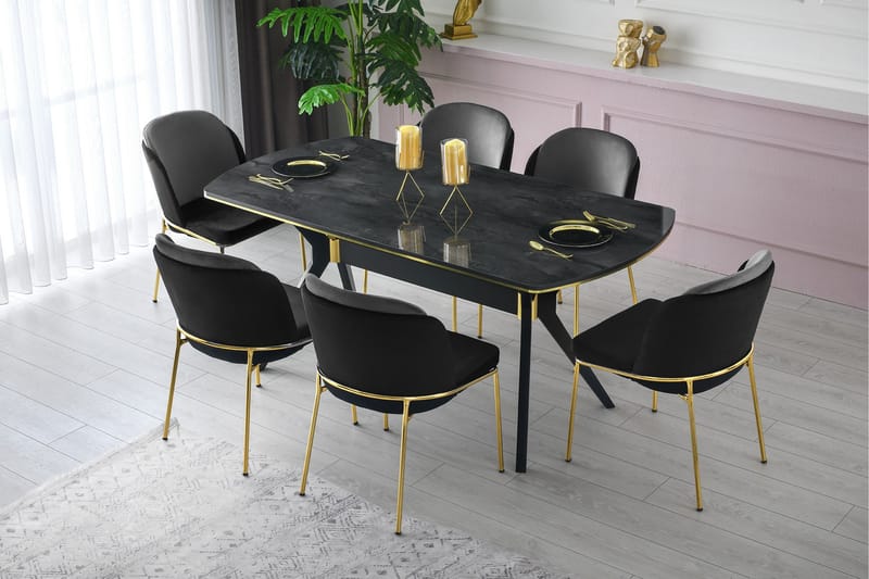 Masssia Spisebord 180 cm - Mørkegrå/Gull - Møbler - Bord - Spisebord & kjøkkenbord