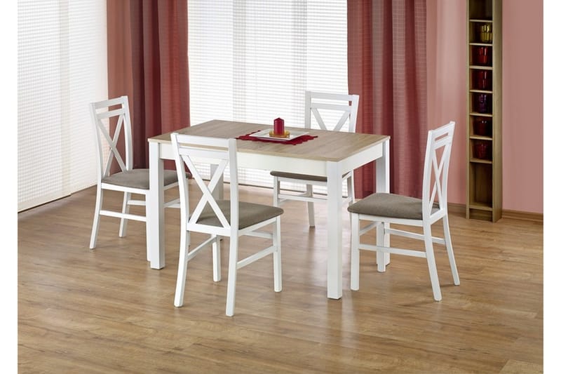 Maurycy Forlengningsbart Spisebord 118x75 cm - Hvit/Eik - Møbler - Bord - Spisebord & kjøkkenbord