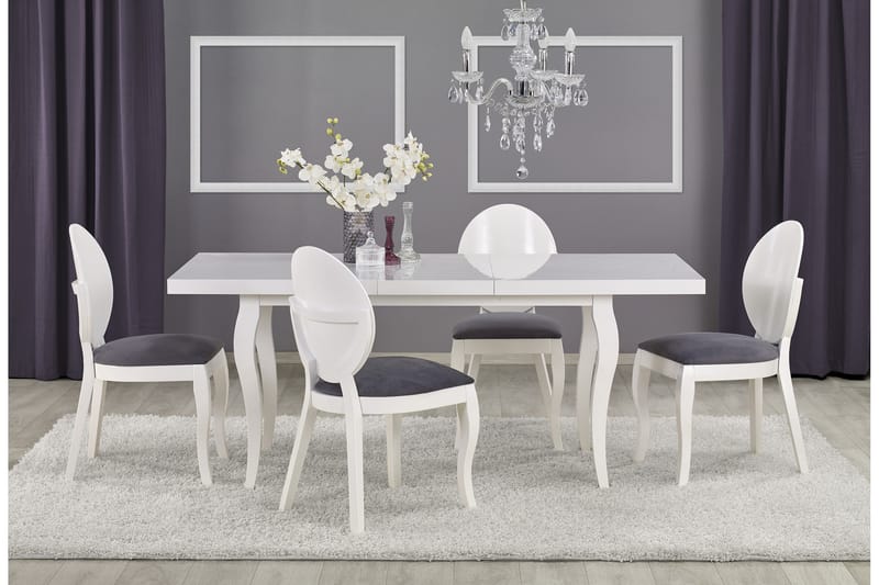 Meleta Forlengningsbart Spisebord 160 cm - Hvit - Møbler - Bord - Spisebord & kjøkkenbord