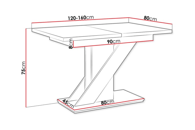 Meva Spisebord 160 cm - Hvit - Møbler - Bord - Spisebord & kjøkkenbord