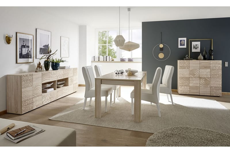 Mironne Forlengningsbart Spisebord 180 cm - Hvit/Beige/Grå - Møbler - Bord - Bordtilbehør - Ileggsplate