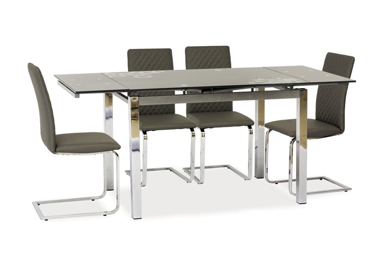 Miteda Forlengningsbart Spisebord 110 cm - Glass/Mørkegrå - Møbler - Bord - Spisebord & kjøkkenbord