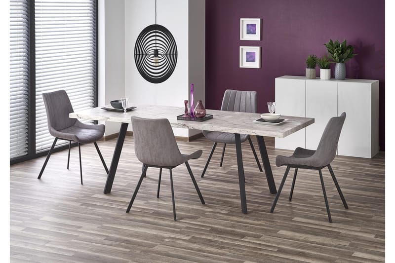 Molena Forlengningsbart Spisebord 160 cm - Marmor/Svart - Møbler - Bord - Spisebord & kjøkkenbord