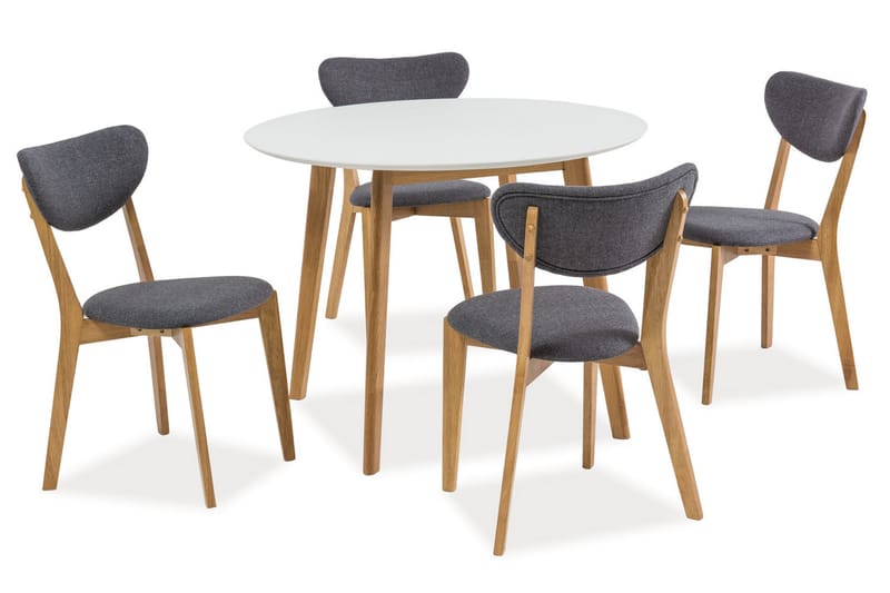 Mosson Spisebord 100 cm Rundt - Hvit - Møbler - Bord - Spisebord & kjøkkenbord