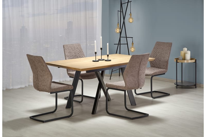 Nabas Forlengningsbart Spisebord 160 cm - Eik/Svart - Møbler - Bord - Spisebord & kjøkkenbord