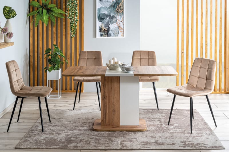 Nextia Forlengningsbart Spisebord 110 cm - Eik/Matt Hvit - Møbler - Bord - Spisebord & kjøkkenbord