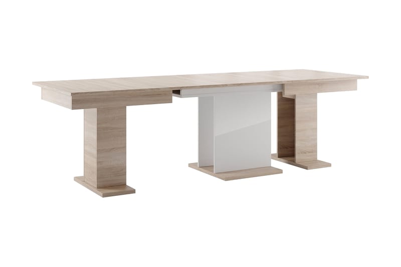 Ninad Forlengningsbart Spisebord 160 cm - Eik/Hvit Høyglans - Møbler - Bord - Spisebord & kjøkkenbord