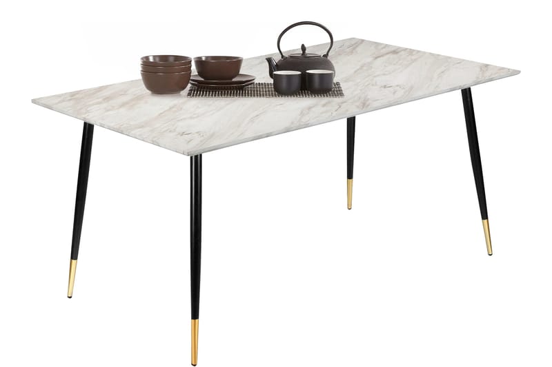 Oktoos Spisebord 160 cm - Grå/Hvit/Svart/Guld - Møbler - Bord - Spisebord & kjøkkenbord