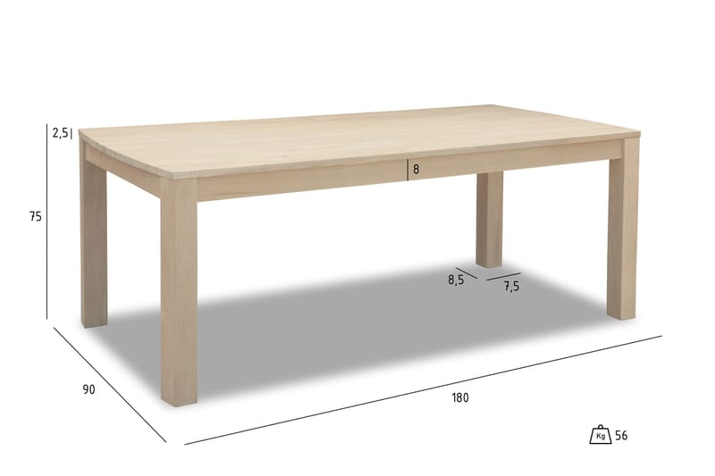 Paris Spisebord - Eik/Hvit - Møbler - Bord - Spisebord & kjøkkenbord