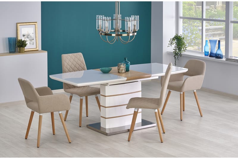 Riera Forlengningsbart Spisebord 140 cm - Hvit/Eik - Møbler - Bord - Spisebord & kjøkkenbord