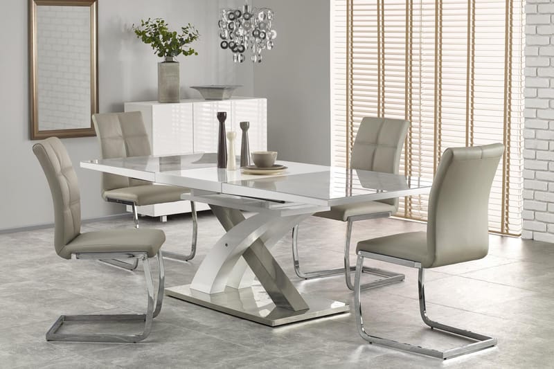 Sandor Forlengningsbart Spisebord 160 cm - Grå/Hvit - Møbler - Bord - Spisebord & kjøkkenbord