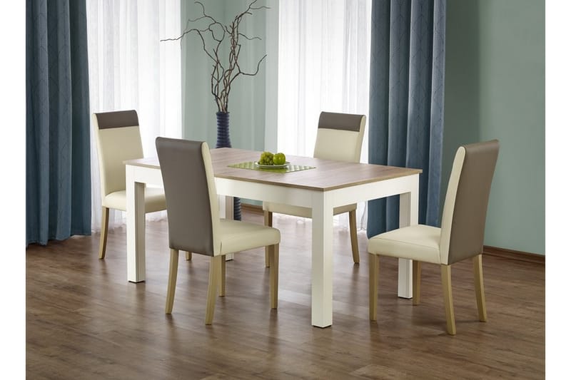 Seweryn Forlengningsbart Spisebord 160 cm - Eik/Hvit - Møbler - Bord - Spisebord & kjøkkenbord