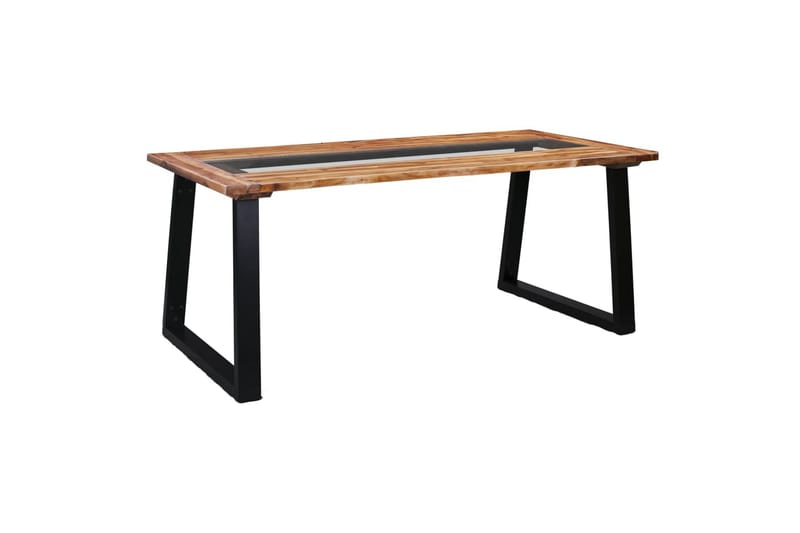 Spisebord 180x90x75 cm heltre akasie & glass - Møbler - Bord - Spisebord & kjøkkenbord
