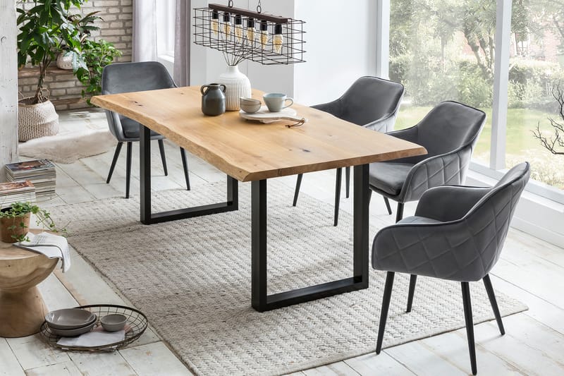 Spisebord 40 mm eik - Brun / Svart - Møbler - Bord - Spisebord & kjøkkenbord
