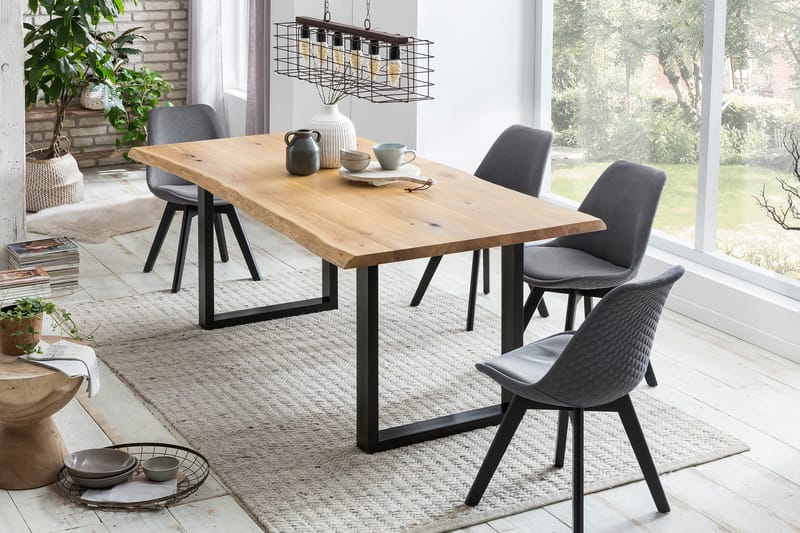 Spisebord 40 mm eik - Brun / Svart - Møbler - Bord - Spisebord & kjøkkenbord