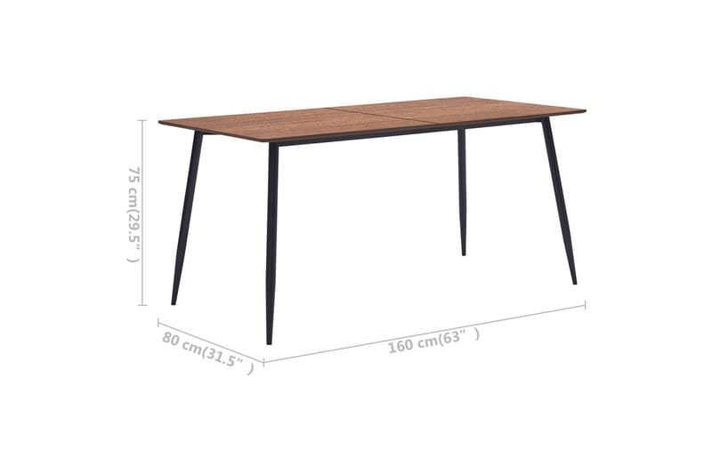 Spisebord brun 160x80x75 cm MDF - Møbler - Bord - Spisebord & kjøkkenbord