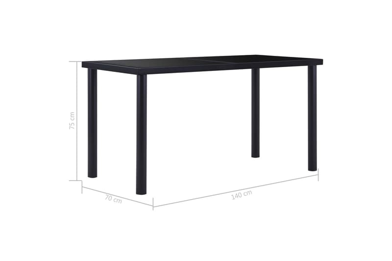 Spisebord svart 140x70x75 cm herdet glass - Svart - Møbler - Bord - Spisebord & kjøkkenbord
