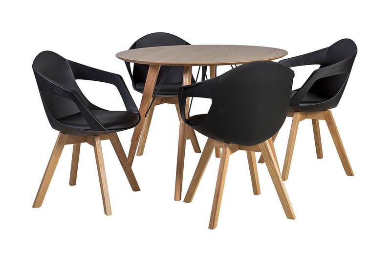Spisegruppe HELENA med 4 stoler MDF med Eikefinér - Møbler - Bord - Spisebord & kjøkkenbord