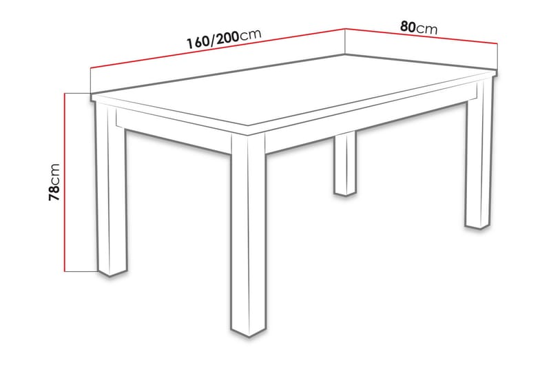 Tabell Forlengningsbart Spisebord 160x80x78 cm - Tre/Natur - Møbler - Bord - Spisebord & kjøkkenbord
