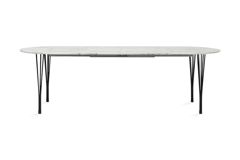 Tyson Forlengningsbart Spisebord 160 cm Ovalt - Marmor/Svart - Møbler - Bord - Spisebord & kjøkkenbord