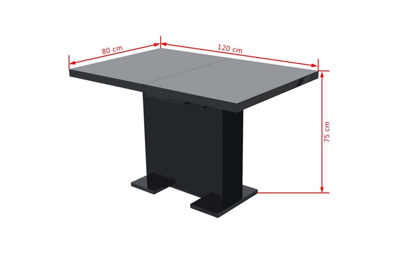 Uttrekkbart spisebord høyglans svart - Svart Høyglans - Møbler - Bord - Spisebord & kjøkkenbord