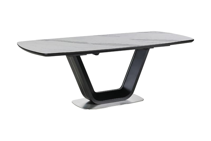 Ventera Forlengningsbart Spisebord 160 cm - Keramikk/Svart/Hvit - Møbler - Bord - Spisebord & kjøkkenbord