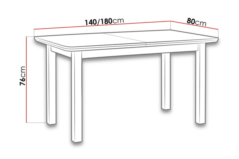 Wenus Spisebord 140x80x76 cm - Hvit - Møbler - Bord - Spisebord & kjøkkenbord